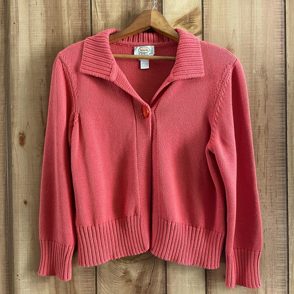Talbots vintage Sweater orange Shrug cotton acrylic size medium to large Petite